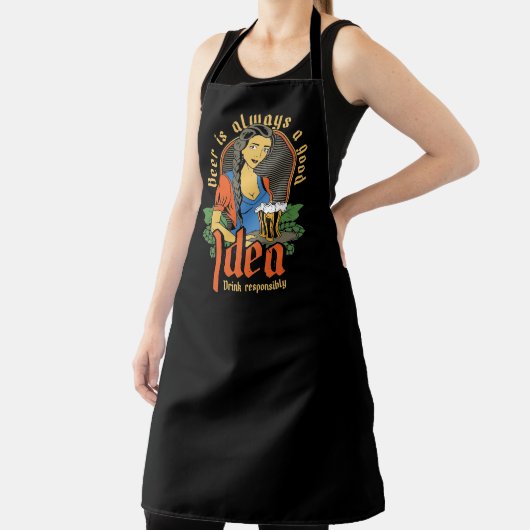 楽しいバーテンダーのためのビールは常に良いアイデア エプロン (インサイチュ)