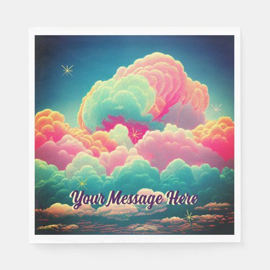 楽しいパステルカラーのコットンキャンディークラウド スタンダードランチョンナプキン (正面)