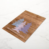 楽しいパステルブルーのクリスマスツリー ゴールド 箔シーズンカード (回転した状態)