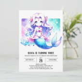 楽しいパステルマーメイドの誕生日 招待状 (スタンド正面)