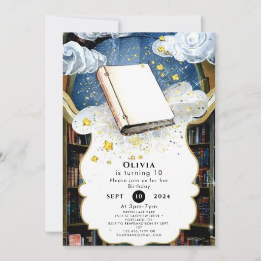 楽しいパステル カスタム ストーリーブック 誕生日 招待状 (正面)