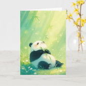 楽しいパンダの竹宴 カード (黄色い花)