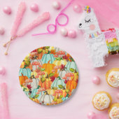 楽しいパンプキンとキノコと紅葉 ペーパープレート (パーティー)