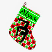 楽しいパーソナライズ体操女子クリスマスストッキング ラージクリスマスストッキング (正面 (吊り時))
