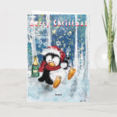 楽しいパーティーペンギン面白いクリスマスカード カード (裏面)