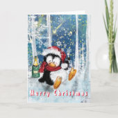 楽しいパーティーペンギン面白いクリスマスカード カード (正面)
