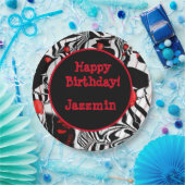 楽しいパーティ ブラック、ホワイト、レッド モダンジャズ ペーパープレート (パーティー)