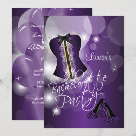 楽しいパープルの花嫁が最後の夜を満喫する会 招待状