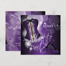 楽しいパープルの花嫁が最後の夜を満喫する会 招待状
