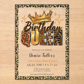 楽しいヒョウの誕生日 女王 五十の誕生日 アクリル招待状 (正面)