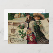 楽しいビクトリアンクリスマス家族と村 シーズンポストカード (正面/裏面)
