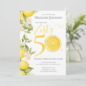 楽しいビタミンカラーのレモン50歳誕生日パーティー 招待状 (スタンド正面)