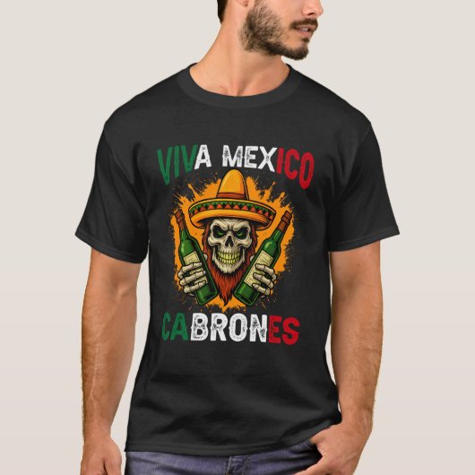 楽しいビバ・メキシコ・カブローネス メキシコ独立記念日 Tシャツ (正面)