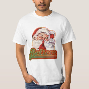 楽しいビンテージの幻想的なサンタクロースを信じて Tシャツ