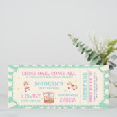 楽しいビンテージサーカスチケットカーニバルベイビーシャワー 招待状 (スタンド正面)