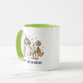 楽しいビーグル犬のアート愛好家の誕生日お祝い マグカップ (正面左)