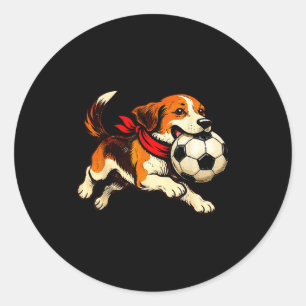 楽しいビーグル犬のサッカーゲームの日 ラウンドシール