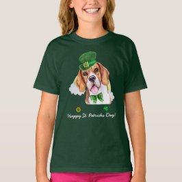 楽しいビーグル ゴールド セントパトリックデー Tシャツ