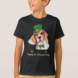楽しいビーグル ゴールド セントパトリックデー Tシャツ
