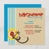 楽しいビーチでのバチェラーパーティーへの招待 招待状 (正面/裏面)