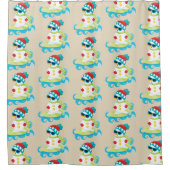 楽しいビーチの雪だるま ホリデーサーフィンシャワーカーテン シャワーカーテン (正面)