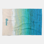 楽しいビーチ(パーソナライズされた名前付き) キッチンタオル (横)