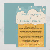 楽しいビール誕生日招待状 – ビールパーティー 招待状 (正面/裏面)