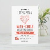 楽しいピザ カップル ブライダルシャワー 婚約パーティー 招待状 (スタンド正面)