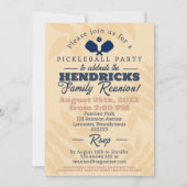 楽しいピックルボールテーマの家族再会 Save the Date 招待状 (正面)