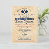 楽しいピックルボールテーマの家族再会 Save the Date 招待状 (スタンド正面)