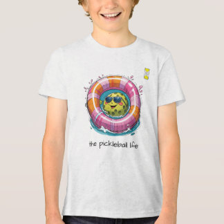 楽しいピックルボールハートのロゴとキャラクター トライブレンドＴシャツ