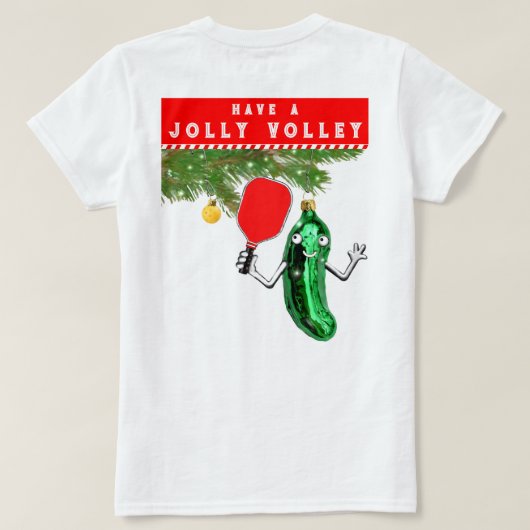 楽しいピックルボール クリスマス Tシャツ (デザイン裏面)