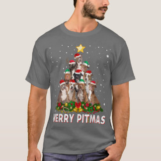 楽しいピットマス ピットブル犬 ダサいクリスマススウェーター トリ Tシャツ