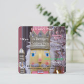 楽しいピンクのくるみ割り人形 かわいいクリスマスパーティー 招待状 (スタンド正面)