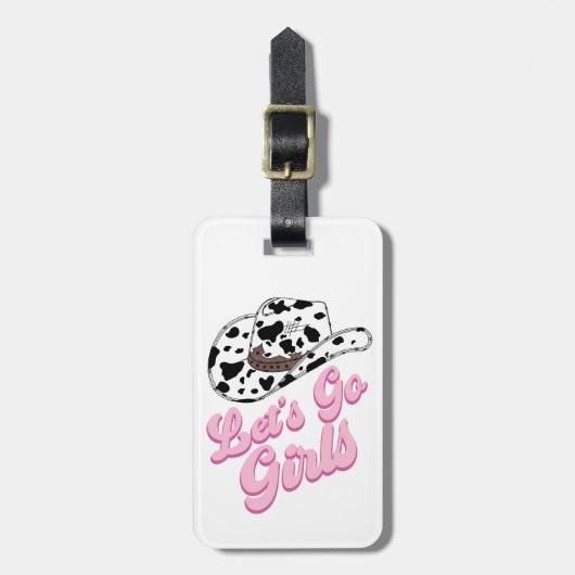 楽しいピンクのカントリー女子たちよ出発しよう! バチェロレッテ ラゲッジタグ (正面縦)