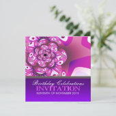 楽しいピンクのスクランシー誕生日パーティー招待状 招待状 (スタンド正面)