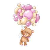 楽しいピンクのテディの誕生日 ラッピングペーパー