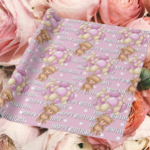 楽しいピンクのテディの誕生日