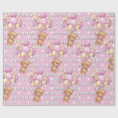 楽しいピンクのテディの誕生日 ラッピングペーパー (フラット)