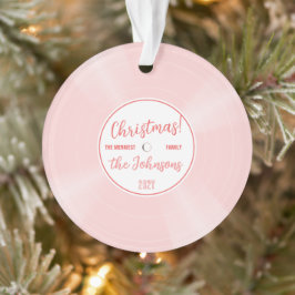 楽しいピンクのビニールレコード ミュージック クリスマス フォト オーナメント