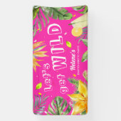 楽しいピンクの女の子のバチェロレッテパーティー ビーチ トロピカル 横断幕 (縦)