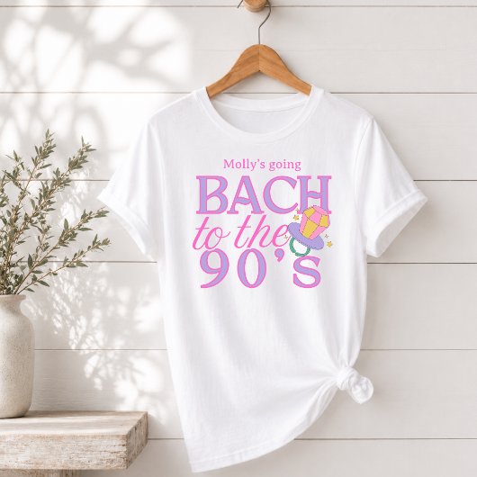 楽しいピンクの90年代レトロバチェラー Tシャツ