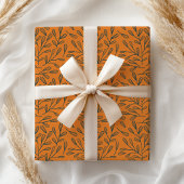 楽しいピンクオレンジ青の花柄幾何学模様 ラッピングペーパーシート