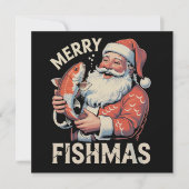 楽しいフィッシュマス！クリスマスのサンタクロース釣り シーズンカード (正面)