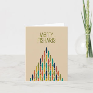 楽しいフィッシュマス ミッドセンチュリークリスマス フィッシュ カード