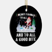 楽しいフィッシュマス 面白い魚 釣り 漁師 クリスマス セラミックオーナメント (右)