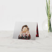 楽しいフォトスクリプト文字とタータンチェック家族の休日 ノートカード (正面)