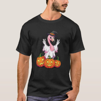 楽しいフラミンゴおばけパンプキンbooハロウィンキッズメンズ tシャツ