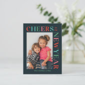 楽しいフレーム編集可能カラー新年カード シーズンポストカード (スタンド正面)