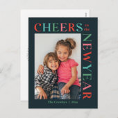 楽しいフレーム編集可能カラー新年カード シーズンポストカード (正面/裏面)